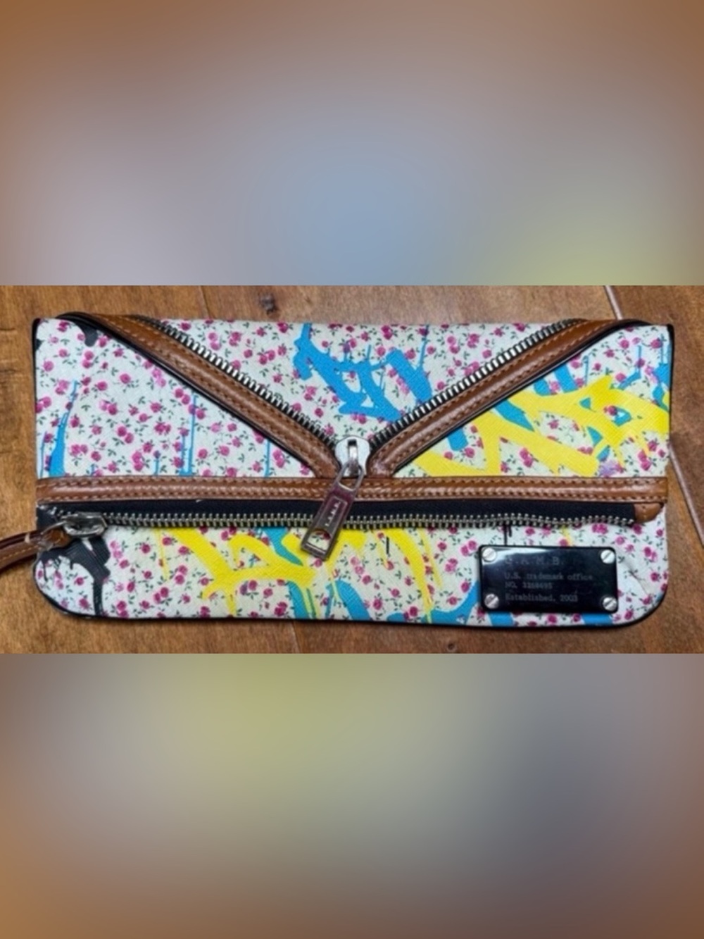L.A.M.B. Gwen Stefani Harajuku Lovers Y2K Graffiti Floral Clutch